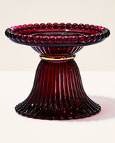 Maroon Glass Pedestal 3-Wick Candle Holder