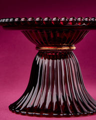 Maroon Glass Pedestal 3-Wick Candle Holder